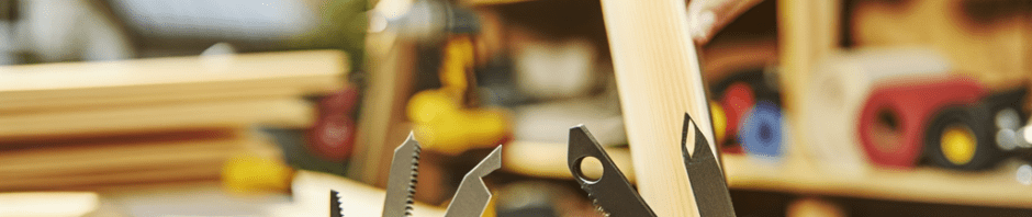 Multifunktionswerkzeug im Einsatz, umgeben von Holz und DIY-Projekten in einer einladenden Werkstatt
