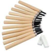 12-Sticks-Manganstahl-Holzschnitzmeissel-Set für Heimwerker und Tischler, professionelle Holzbeitel mit 2 Schleifsteinen für ein perfektes Schnitzen von Kork, Obst, Gemüse, Seifenstükchen, Kerzen und Ton
