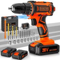 Akkuschrauber, 20V Akku Bohrschrauber Set mit 2 Akkus 2.0Ah, Akkubohrer 42Nm Drehmoment, 25+1 Drehmomentstufen, 10mm Bohrfutter, 2-Gang, LED-Licht, 24tlg Zubehör und Koffer, Für Reparatur & DIY
