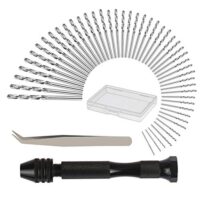 Mini Bohrmaschine Set mit 48 Spiralbohrern, Präzisions Pin Vise und Mikro Handbohrer für Holzbearbeitung und Legierter Stahl