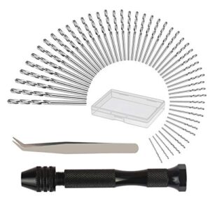 Mini Bohrmaschine Set mit 48 Spiralbohrern, Präzisions Pin Vise und Mikro Handbohrer für Holzbearbeitung und Legierter Stahl