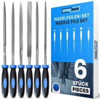 EffektWerk 6-teiliges Nadelfeilen-Set für Holz, Metall, Kunststoff & Schmuck - feine Rund-, Halbrund-, Vierkant-, Dreieck-, Flach- und Flachspitzfeilen für perfekte Feinbearbeitung