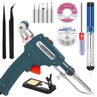 60W Elektronik Lötpistolenkit mit Automatik, 5 Stück Lötspitzen, Entlötpumpe und weitere Werkzeuge für Elektronik-Reparatur und -Löttechnik