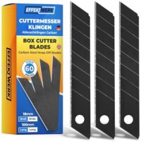 60 x Ersatzklingen für Cuttermesser, 18mm Abbrechklingen aus hochwertigem Carbonstahl, extrem scharf, Einfach zu verwenden, ideal für Heimanwender und Profis