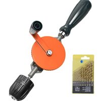 Hauswerkzeuge, Leistungsstarke Handbohrmaschine für Holz, Kunststoff und Acryl, 3/8 Zoll (1-10mm), 13 Bohrspitzen, Spannfutter, Stahlguss Doppelritzel Handbohrer