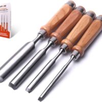 4 Stück Stechbeitel Set für Holzbearbeitung, Schreinerwerkzeuge aus hochwertigem Chrom-Vanadium-Stahl (Cr-V) mit verschiedenen Größen: 8mm, 12mm, 18mm und 25mm