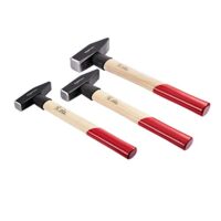 Amazon Basics Schlosserhammer-Set, Stiel aus Hickoryholz, 3 Teile, 300 g, 500 g, 1 kg, Schwarz - Hammer-Set für den Alltag und die Heimwerker, hochwertige Hämmer mit Gewichten von 300g, 500g und 1kg