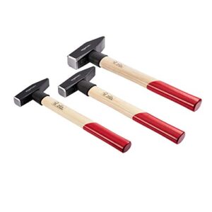 Amazon Basics Schlosserhammer-Set, Stiel aus Hickoryholz, 3 Teile, 300 g, 500 g, 1 kg, Schwarz - Hammer-Set für den Alltag und die Heimwerker, hochwertige Hämmer mit Gewichten von 300g, 500g und 1kg
