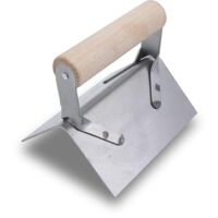 Hochwertige Ausseneck-Kelle mit quadratischem Kellblatt aus Stahl, 127 x 64 mm groß und leicht zu handhaben.
