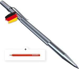 BAUHELD Anreissnadel Metall 150mm - Reißnadel mit eingelöteter Hartmetall-Spitze, hergestellt in Deutschland, für harte Oberflächen wie Glas, Holz, Fliesen, Parkett, Blech und Keramik