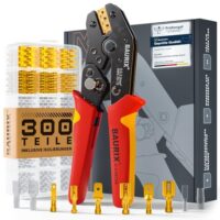 Elektriker Werkzeug, Crimpzange für Flachsteckhülsen 0,50–2,50 mm², 300 Steckverbinder Set, zuverlässige Kabelverbindungen