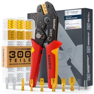 Elektriker Werkzeug, Crimpzange für Flachsteckhülsen 0,50–2,50 mm², 300 Steckverbinder Set, zuverlässige Kabelverbindungen