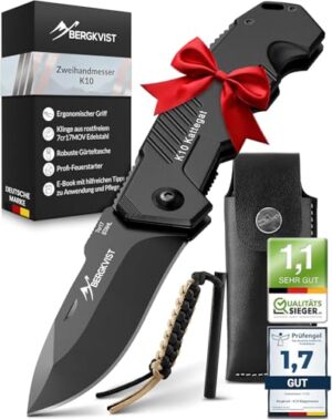 Robustes und scharfes Taschenmesser für Outdoor-Aktivitäten und Survival mit Feuerstahl und Vollmetallgehäuse, ideal für Camping und Profiaufgaben