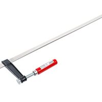 Hochwertige Schraubzwinge mit geriffelter Hohlprofilschiene und beweglicher Druckplatte für Heimwerker und Handwerker.