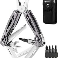 BIBURY Multitool mit vielen Funktionen und hochwertiger Titanbeschichtung, ideal für Outdoor-Aktivitäten wie Camping, Jagd oder Wandern.