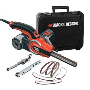 BLACK+DECKER Bandschleifer mit 400W-Motor für vielseitige Einsatzmöglichkeiten wie Säubern von Schlüssellochern, Gestalten von Holz und Schleifen gewölbter Flächen