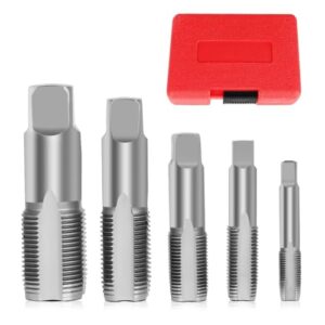 5 Stück BSP Rohrgewindebohrer Set mit Aufbewahrungsbox, Kohlenstoffstahl Handgewindebohrer Set für genaue Gewinde, ideal für verschiedene Rohrgewindeanforderungen