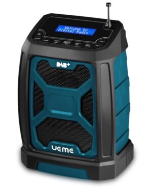 Baustellenradio mit Akku, tragbares DAB Plus/FM Radio mit Bluetooth-Lautsprecher und Radiowecker, starkem Empfang, inklusive USB-to-DC-Netzkabel. Ideal für Baustellenbetreiber und Bauarbeiter.
