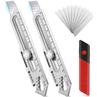 Edelstahl-Universalmesser mit Extra 10 SK5 18mm Abbrechklinge, Multifunktionales Mehrzweck Teppichmesser Druckguss Cutter Messer für den Innenbereich & Heimwerker