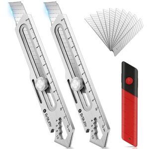 Edelstahl-Universalmesser mit Extra 10 SK5 18mm Abbrechklinge, Multifunktionales Mehrzweck Teppichmesser Druckguss Cutter Messer für den Innenbereich & Heimwerker