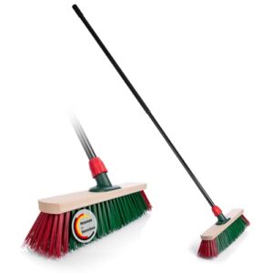 Ergänzer für effiziente Reinigung von Bürgersteigen, Gehwegen und Gartenpfaden mit 44 cm Breite PVC-Borsten und Teleskopstiel