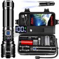 Taschenlampe mit 500.000 Lumen, LED-gespeist, 5 Lichtmodi und Zoom-Funktion, wasserdicht und robust für Camping, Outdoor-Aktivitäten oder Notfälle