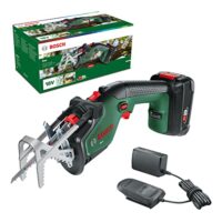 Bosch Akku-Gartensäge/Säbelsäge/Reciprosäge Keo, 1 Akku 2,0 Ah, 18-Volt-System, Schneidekapazität 80 mm, mit Schweizer Präzisionssägeblatt für Holz