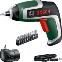 Bosch Akkuschrauber IXO 7. Generation, 3,6V, 2,0Ah, 5,5Nm, Mikro-USB-Kabel, Winkel-Aufsatz, für Heimwerker