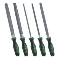 Robustes Metallfeilen Set mit Rund-/Halbrund-/Flach-/Dreieck-/Vierkantfeile, Harter Kohlenstoffstahl, Schaftlänge 200mm, Mittlerer Hieb 2, Ergonomischer Softgrip