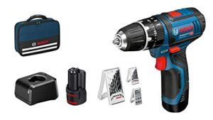 Bosch Professional 12V System Akku Schlagbohrschrauber GSB 12V-15, inkl. zwei 2.0Ah-Akkus, Ladegerät, Bohrer-Sets und Werkzeugtasche