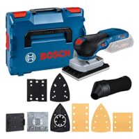 Bosch Professional 18V System Akku Schwingschleifer GSS 18V-13, bürstenloser Motor, inkl. Staubbeutel, 3x Schleifplatte, 3x Schleifblatt, Lochwerkzeug und L-BOXX