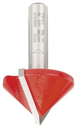 Bosch Professional V-Nutfräser für Holzarbeiten mit hochwertiger Microteq-Hartmetall-Schneidekraft und protektiver Schutzbeschichtung Proteqtion