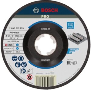 Bosch Professional gekröpfte Schruppscheibe Expert für Metall mit X-LOCK Aufnahme Ø 125 mm, ideal für legierte und unlegierte Baustähle