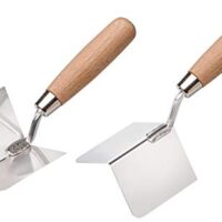 Eckenkellen Set, Inneneckenkelle und Außeneckenkelle aus Edelstahl mit Holzgriff für Bau- und Renovierungsarbeiten