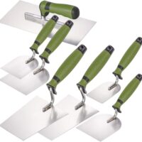 Professionelles Werkzeugset mit 7 Teilen aus rostfreiem Edelstahl, ideal für Verputzarbeiten und Gipserarbeiten.
