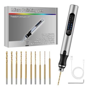 Kabelloses USB Wiederaufladbares DIY Handbohrer Set mit 10 Spiralbohren und Mini Bohrmaschine für Harz Schmuckherstellung Kunststoff Holz Leder