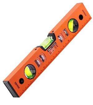 DOWELL Magnet Wasserwaage mit metrischer Skala 300mm/12 Zoll, 3 verschiedene Libellen - 45°/90°/180° für präzises Messen von Positionen