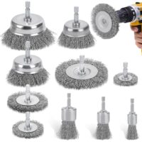 DazSpirit 10-teilige Drahtbürste Bohrmaschine mit Messingbeschichteter Drahtbürste, ideal für die Entfernung von Rost und Polieren von Oberflächen.