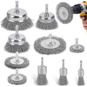 DazSpirit 10-teilige Drahtbürste Bohrmaschine mit Messingbeschichteter Drahtbürste, ideal für die Entfernung von Rost und Polieren von Oberflächen.