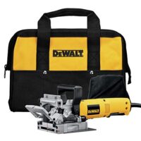 Dewalt 600 Watt Lamellendübelfräse DW682K für den Einsatz in Holz und Holzwerkstoff, mit max. Frästiefe von 20 mm und max. Fräs-ø von 102 mm, inklusive Nutfräser, Spänefangsack und Koffer