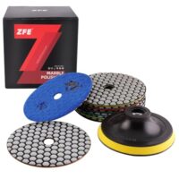 Diamantpolierpads für Granit, Beton, Marmor und Quarzstein Arbeitsplatten - 9-teiliges Trockenpolierpad-Set mit Trägerplatte
