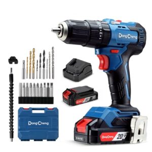 DongCheng 18V Akku-Schlagbohrschrauber mit 50 Nm Drehmoment, 20+1+1 Drehmomentstufen, 2 Gang, 13mm Bohrfutter und 19-tlg. Zubehör-Set