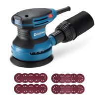 DongCheng Exzenterschleifer 380W, 125mm Schleifmaschine mit Staubfangbehälter und 20 Schleifpapier für professionelle Holzbearbeitung und Schleifarbeiten
