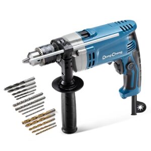 DongCheng Schlagbohrmaschine Bohrhammer 710W,13 mm Bohrfutter Schlagbohrer 45.000 IPM, 3000 RPM mit 15 Stück Bohrkronen für Metall, Holz und Beton