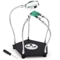 Dritte Hand Lötenhilfe, magnetische Helfende Hand, Löt Leiterplattenhalter Werkzeug Modellbau Zubehör Four Arms Helping Hands mit 3X Lupe für Löt und Bastelarbeiten