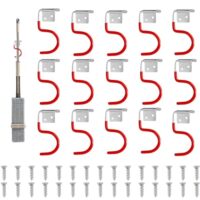 Metallhaken Gerätehalter 15 Stück, rot, Werkzeughalter, Besenhalter, Gartengeräte Aufhängung, Multifunktions System, Halter für Gartenwerkzeuge & Elektrogeräte
