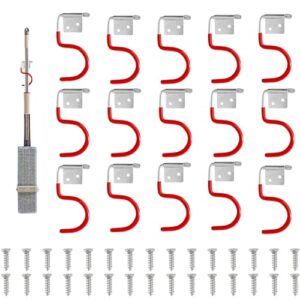Metallhaken Gerätehalter 15 Stück, rot, Werkzeughalter, Besenhalter, Gartengeräte Aufhängung, Multifunktions System, Halter für Gartenwerkzeuge & Elektrogeräte