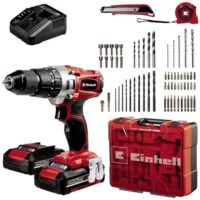 Einhell Akku-Schlagbohrschrauber TE-CD 18/2 Li-i +64 Zubehörset mit 2x 2,0 Ah Akkus und Ladegerät für Heimwerker und Handwerker