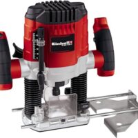 Oberfräse mit 1100 Watt Leistung für Heimwerker-Arbeiten mit Drehzahlregelung, Parallelanschlag und Absaugadapter