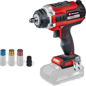 Einhell Professional Akku-Schlagschrauber IMPAXXO 18/450 Power X-Change (18 V, 450 Nm, 3 Leistungsstufen, Brushless, 1/2'-Aufnahme) mit Nuss-Set und LED-Licht